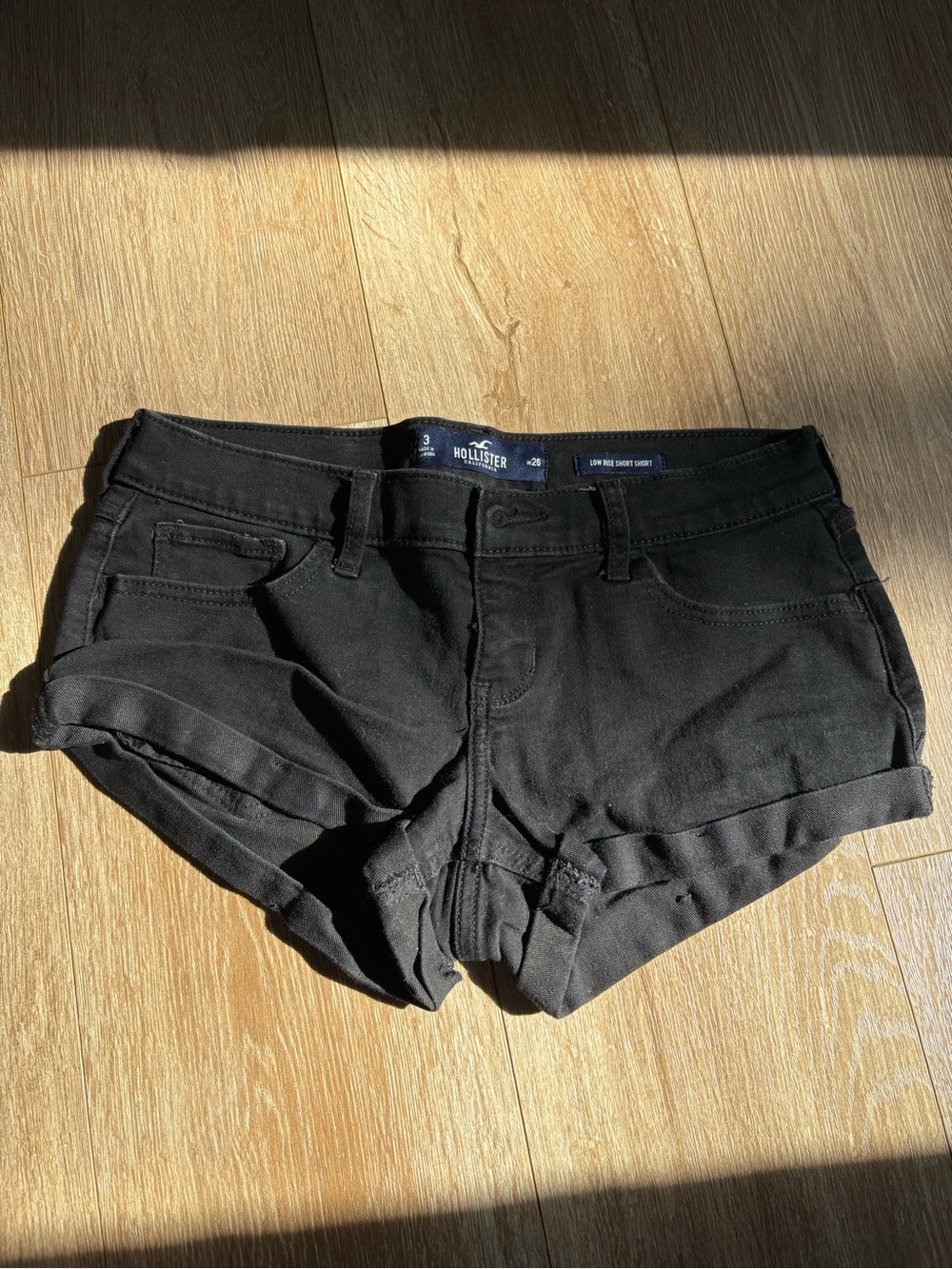 Hollister Black Cuffed Denim Shortie Shorts